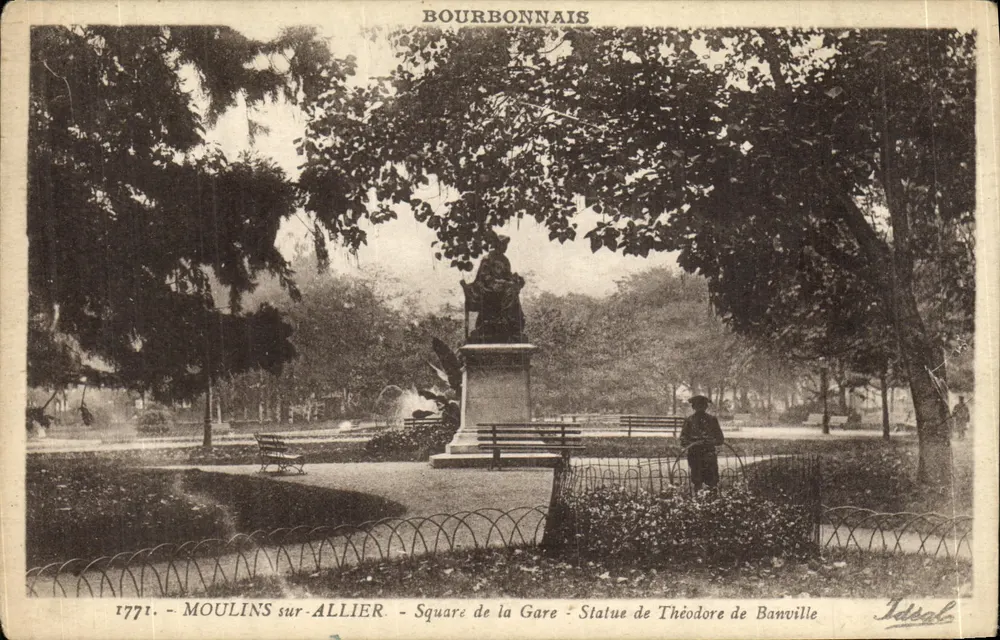 Moulin-sur-Allier - Square de la Gare - Statue von Théodore de Banville — Verlag Ideal, Nr. 1771 - Vorderseite