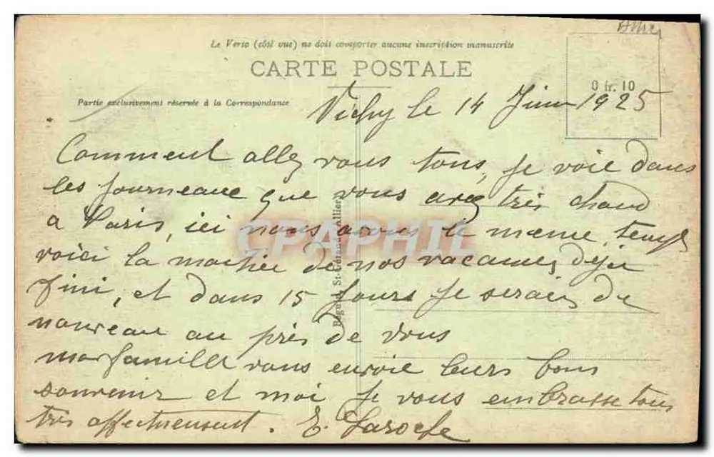 Vichy — Chalet Imperatora — wydawca Vichy, n° 402 - Rewers