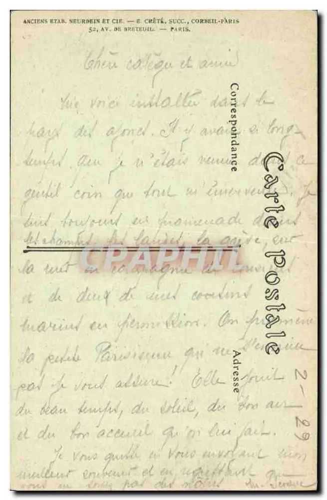 Um Treguier — Plougrescant, les Aiguilles — Verlag: Anciens Étab. Neurdein et Cie, succ. Corbeil-Paris - Rückseite
