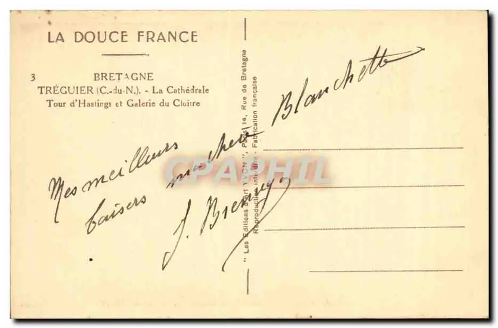 Tréguier — Kathedrale und Galerie des Klosters — Éditions T.Y.C.N. - Rückseite