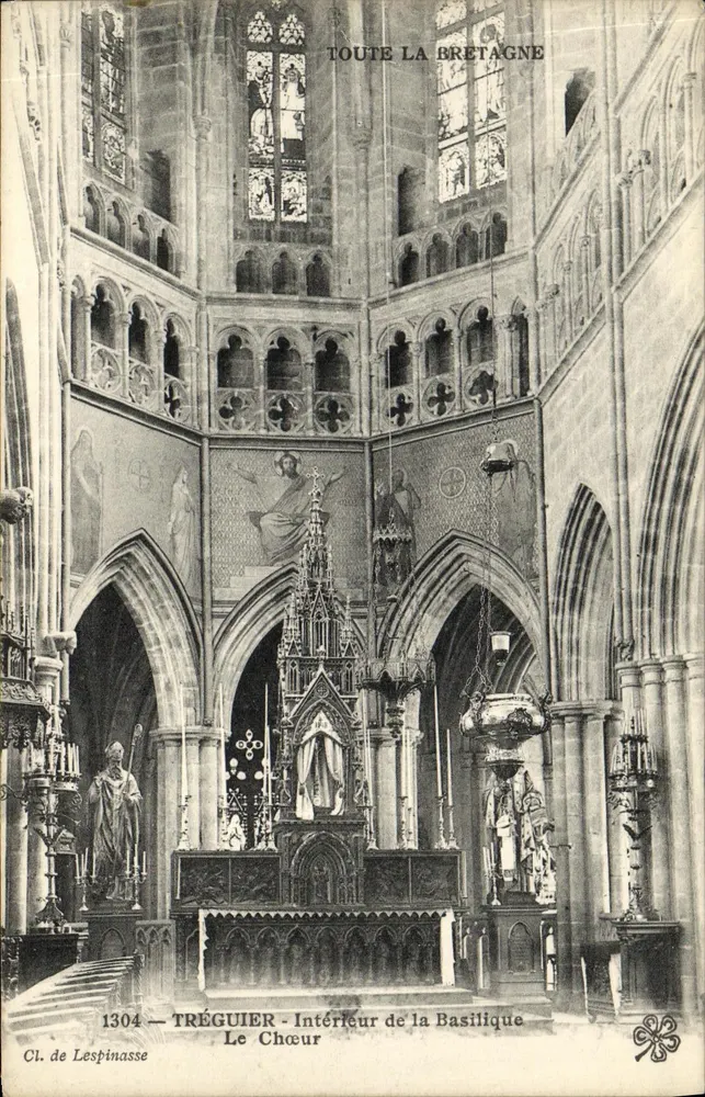 Tréguier — Interior da Basílica, o Coro — Cl. de Lespinasse, n°1304 - Frente