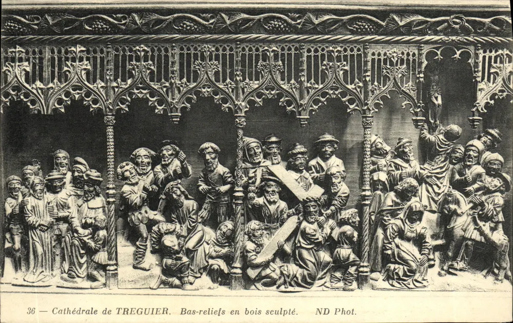 Catedral de TREGUIER — Bas-reliefs em madeira esculpida — ND Phot. - Frente