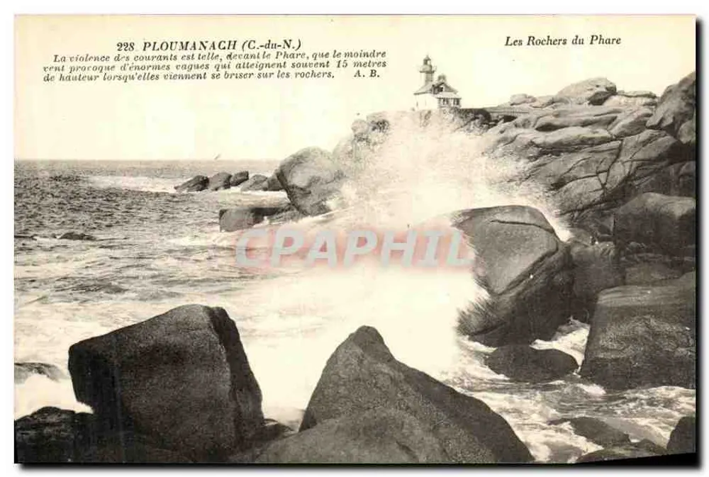 PLOUMANACH (C.-du-N.) — Os Rochos do Farol — Fototipo A. Broul, Angers - Frente