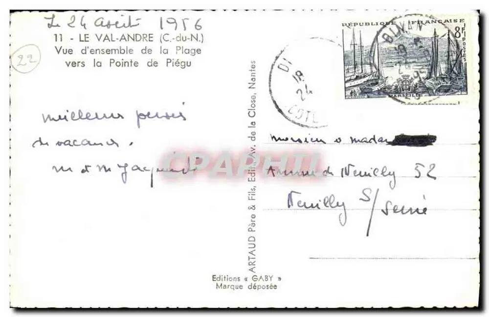 Le Val-André — Vista geral da Praia em direção à Ponta de Piégu — Edições Gaby - Verso
