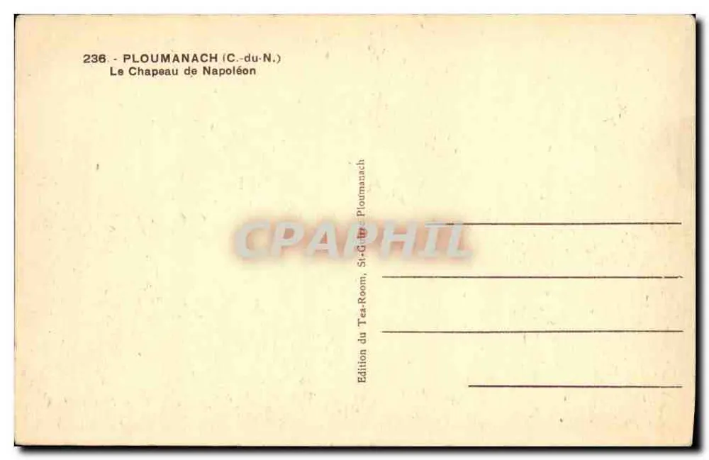 O Chapéu de Napoleão — Ploumanach (C.-du-N.) — Edição do Tea-Room, St-Girons-Ploumanach - Verso