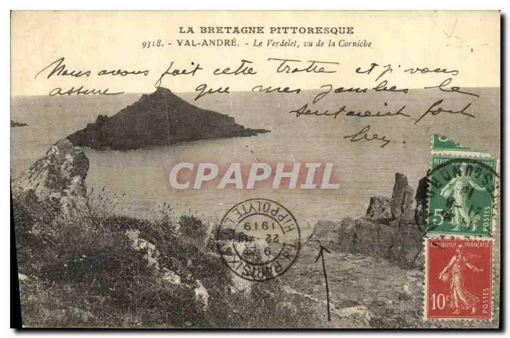 O Verdelet, visto da Corniche - Val-André - A Bretanha Pitoresca - Frente