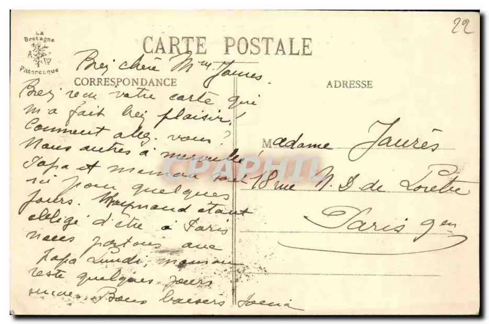 O Verdelet, visto da Corniche - Val-André - A Bretanha Pitoresca - Verso