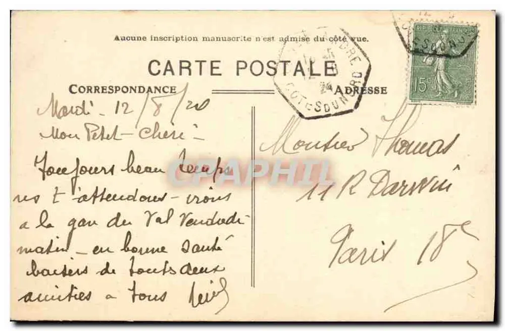 In der Ferne, Felsen von Verdelet — Weg der Lingouare — Garnier et Coconnier, Verleger, Rennes - Rückseite