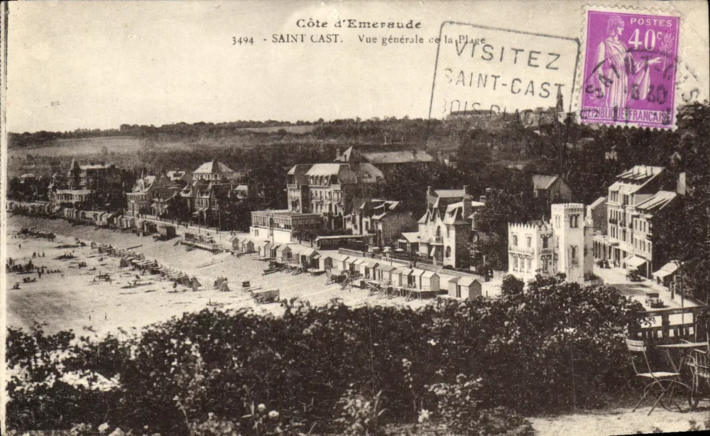 Saint-Cast - Vista geral da Praia — Côte d'Émeraude, n°3494, editor Laurent & Rennes - Frente