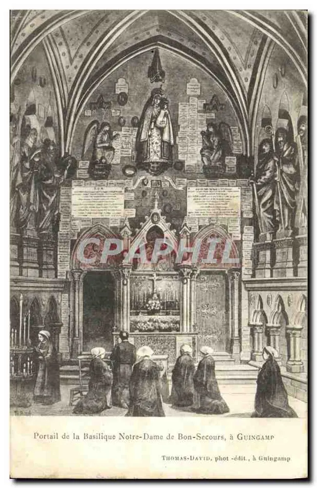 Portal der Basilika Notre-Dame de Bon-Secours in Guingamp — Thomas-David, Foto-Verlag, Guingamp - Vorderseite