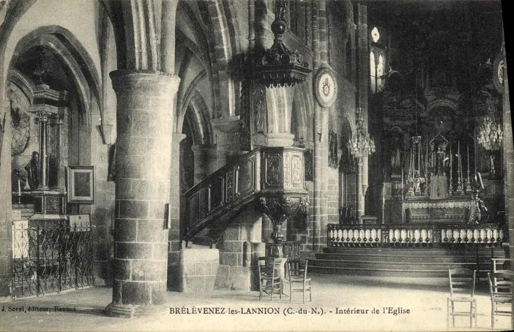 Brélevenez-les-Lannion (C.-du-N.) — Innenansicht der Kirche — J. Sorel, Verleger, Rennes - Vorderseite