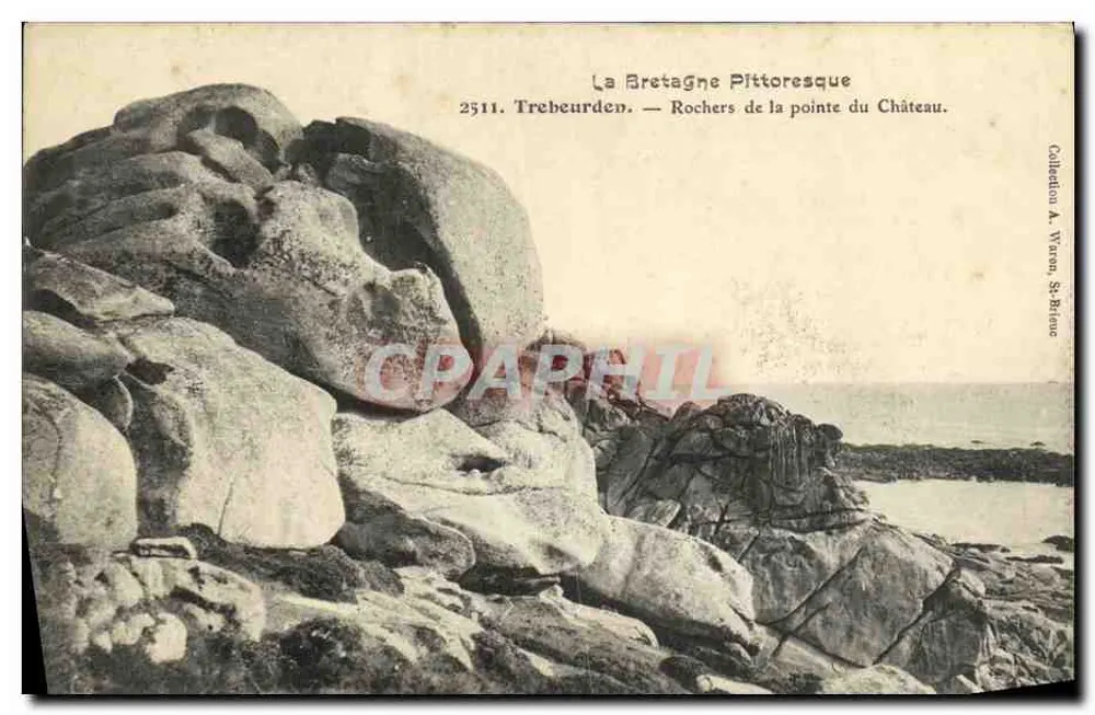 Trebeurden — Skaliste wybrzeże punktu Château — Zbiór A. Wiron, St-Brieuc - Awers