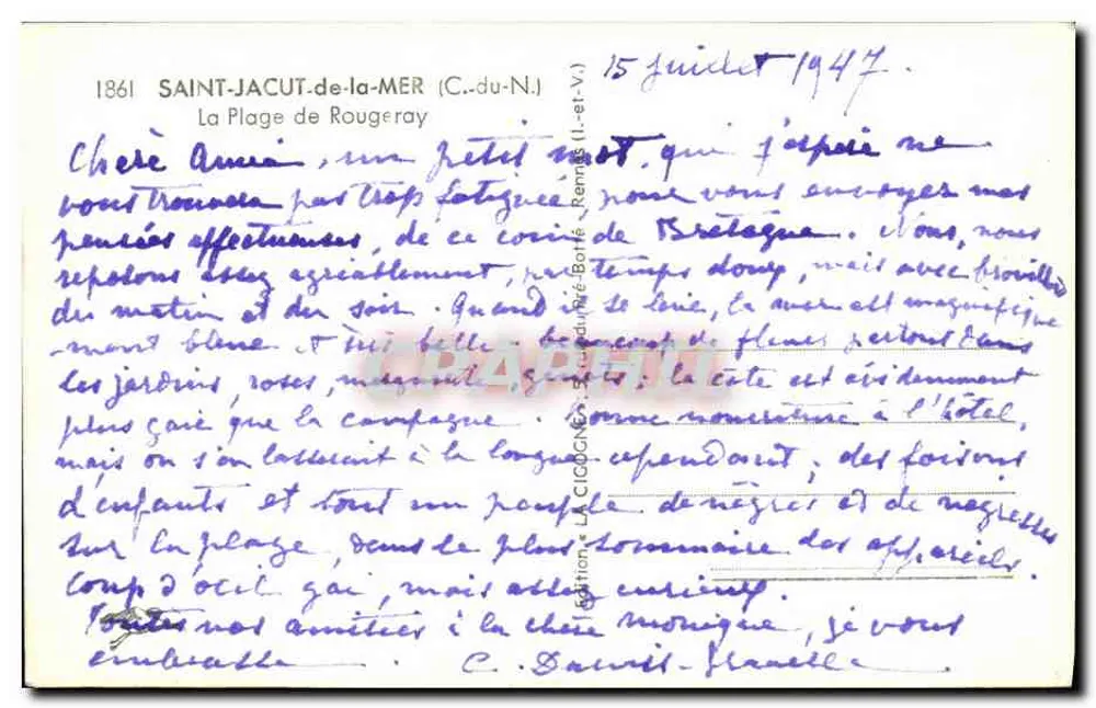 Saint-Jacut-de-la-Mer — Die Strand von Rougeray — Ausgabe « LA CICOCINE » - Rückseite