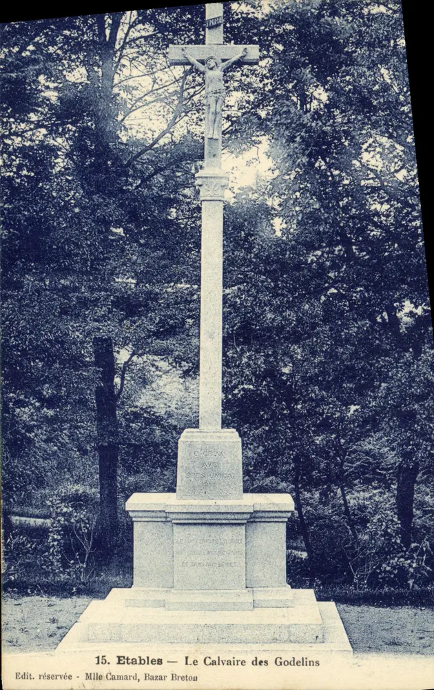 Etables — Il Calvario dei Godelins — Mlle Camard, Bazar Breton - Recto