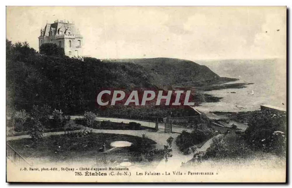 Die Klippen - Die Villa « Perseveranza » — St-Quay, Étabels (C.-du-N.) — J.-B. Barat, phot.-édit. — N° 785 - Vorderseite