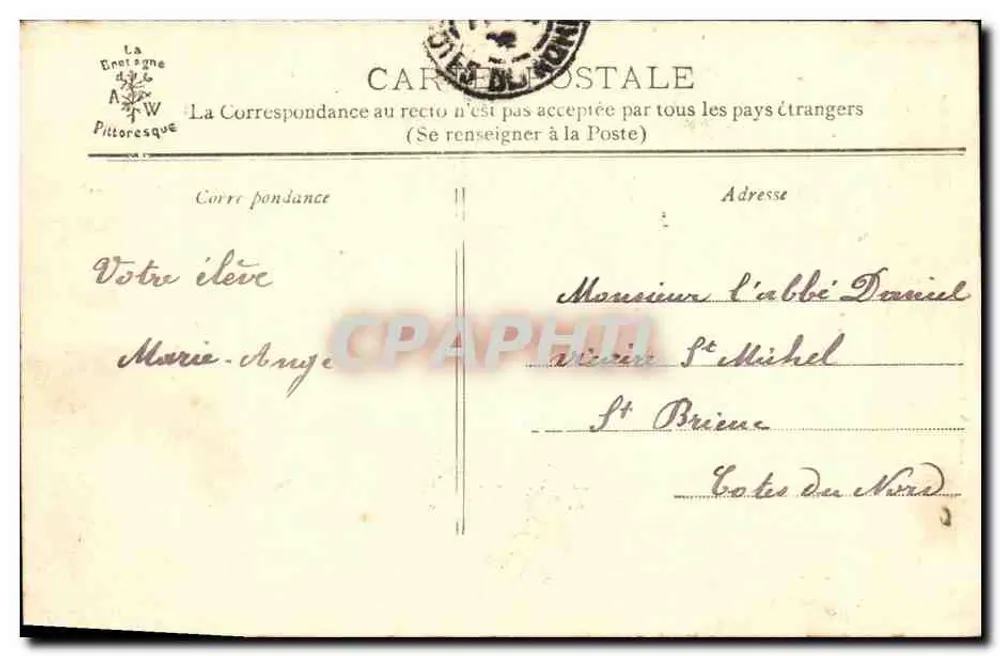 Ponte do Boulevard de Rohannech — St-Brieuc — Editor A. Warton, n°1228 - Verso