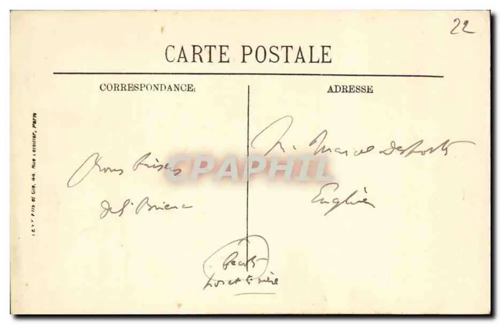 Saint-Brieuc -- Ondas. -- LL. -- Editor LL, n° 4044 - Verso