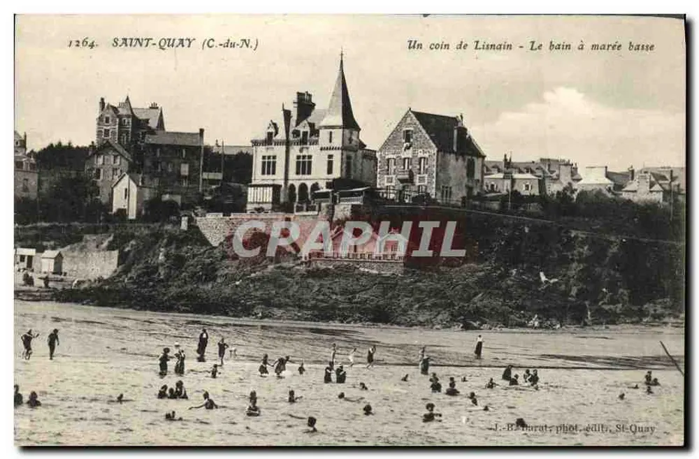 Saint-Quay (C.-du-N.) — Ein Eckchen von Lisnain — Das Bad bei Ebbe — J.-B. Barat, phot. publ. St-Quay, Nr. 1264 - Vorderseite
