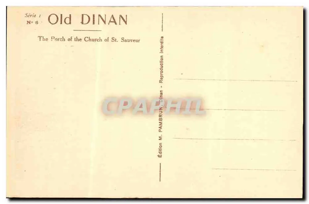 Dinan - Portal und Fassade der Kirche St-Sauveur — Serie 1, N° 8, Ausgabe M. Pambrun - Rückseite