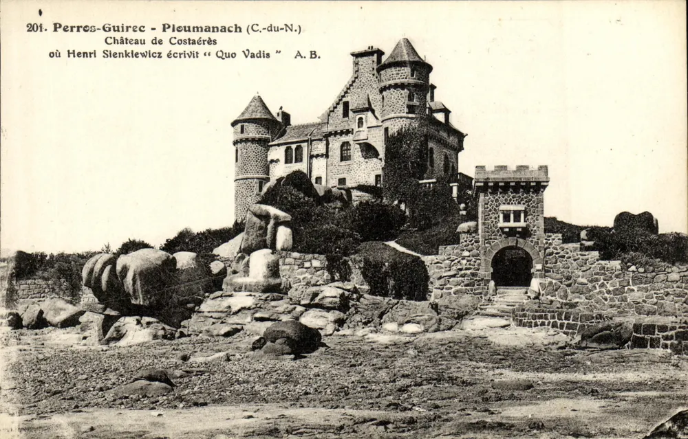 Castelo de Costaères em Perres-Guirec (C.-du-N.) — onde Henri Sienkiewicz escreveu « Quo Vadis » — A.B. n°201 - Frente