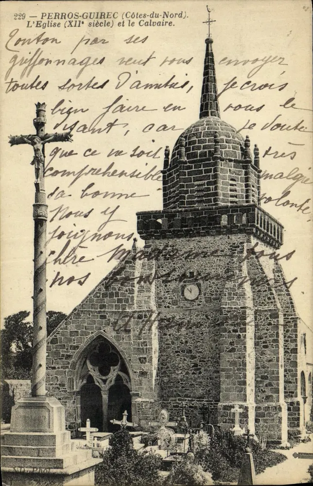 Perros-Guirec (Côtes-du-Nord) — Die Kirche (12. Jahrhundert) und der Calvarienberg — anonymer Verlag, Nr. 229 - Vorderseite