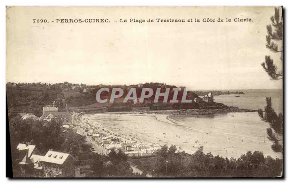 Perros-Guirec — Ansicht der Trestraou-Strand und Küste der Clarté — 7690 - Vorderseite