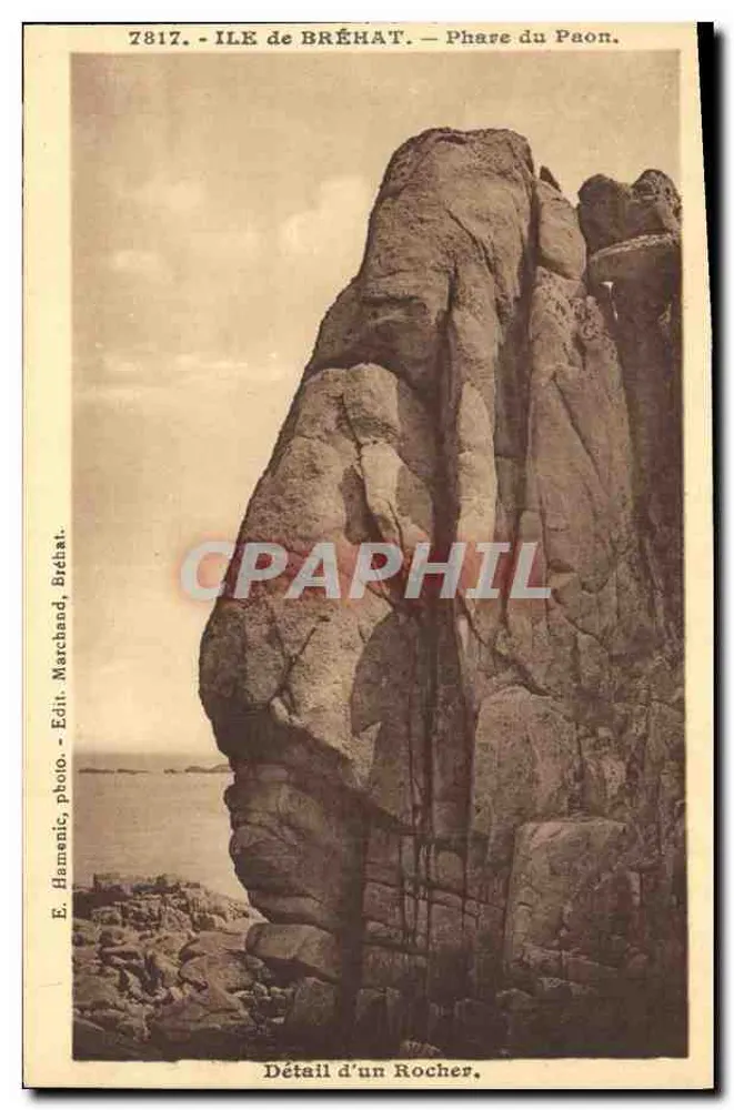 Ile de Bréhat — Phare du Paon — Detail eines Felsens — E. Hamanic, Foto. Edit. Marchand, Bréhat. - Vorderseite