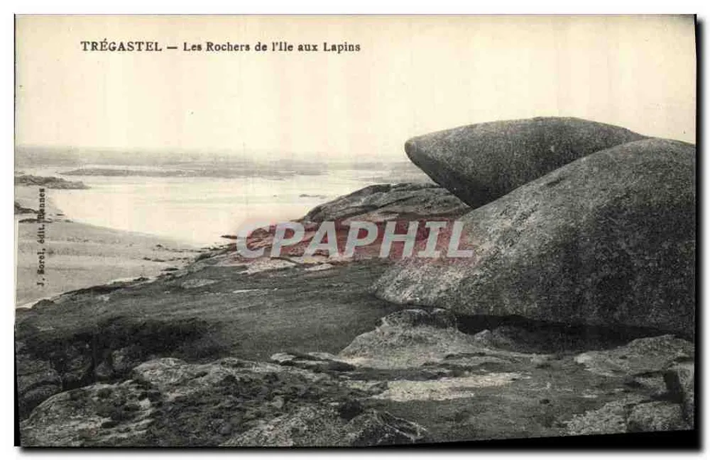 Trégastel — Die Felsen der Île aux Lapins — J. Borel, Verlag Rennes - Vorderseite