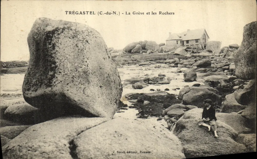 Trégestel (C.-du-N.) - A Praia e as Rochas — J. Sorel, editor, Rennes - Frente