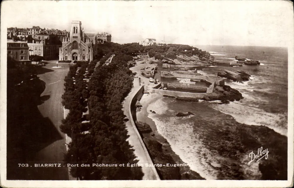 Biarritz - Hafen der Fischer und Kirche Saint-Eugénie — Delbroy, n°703 - Vorderseite