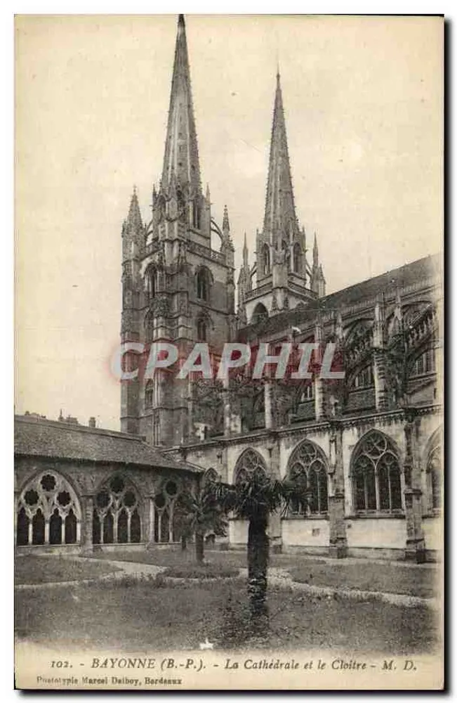 Bayonne (B.P.) — De Kathedraal en het Klooster — Fototypie Marcel Dalbouy, Bordeaux - Voorkant