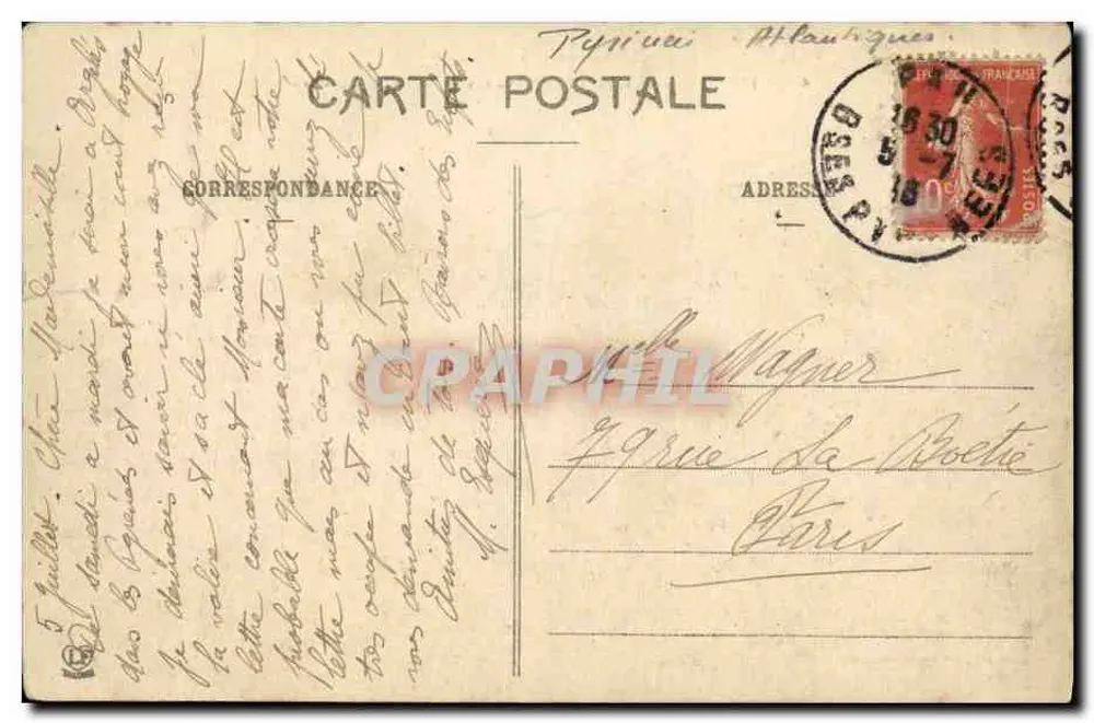 Pau - Die Pyrenäen-Kette, Ansicht vom Boulevard — Phototypie Labouche Frères, Toulouse, n°47 - Rückseite