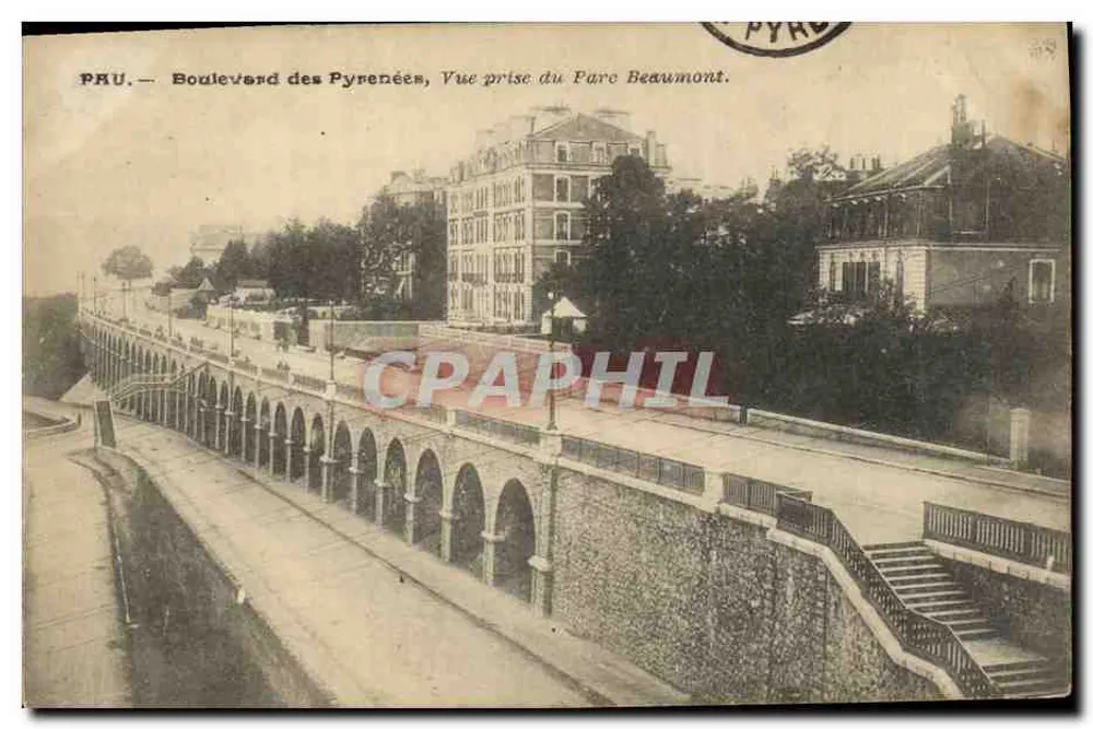 Pau — Boulevard des Pyrénées, Ansicht vom Parc Beaumont - Vorderseite