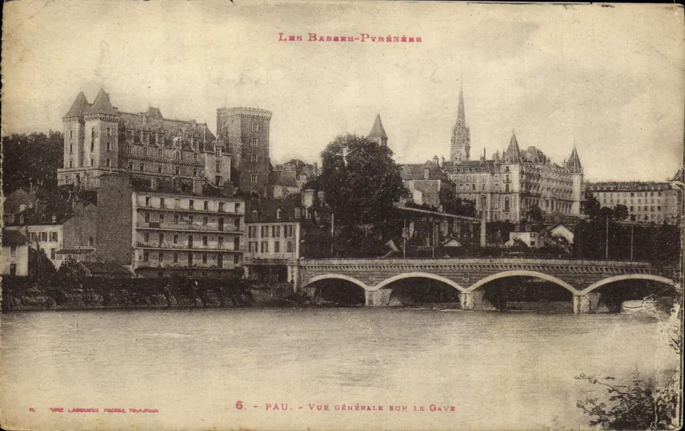 Pau - Vista geral sobre o Gave — Les Basses-Pyrénées - Frente