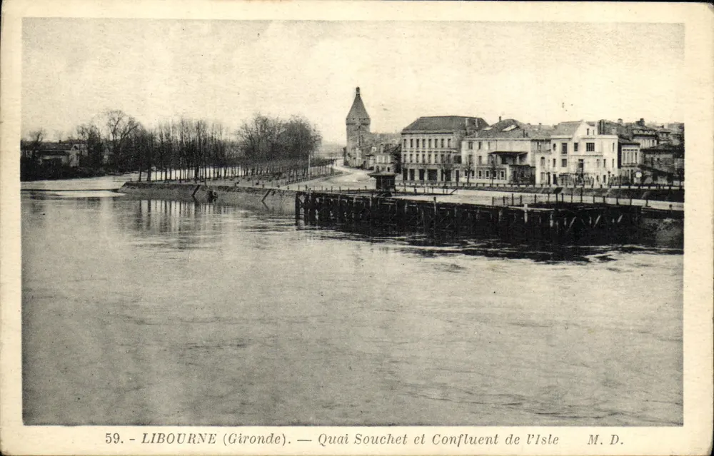 Libourne (Gironde) — Quai Souchet e Confluent da Isle — M. D. n°59 - Frente