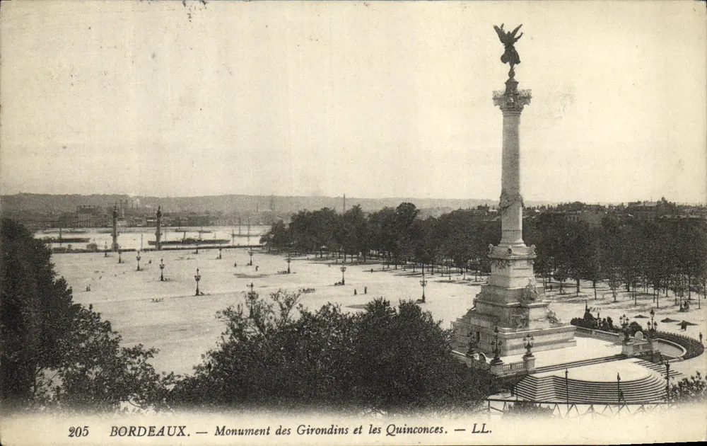 Bordeaux — Denkmal der Girondinen und die Quinconces — LL. n° 205 - Vorderseite