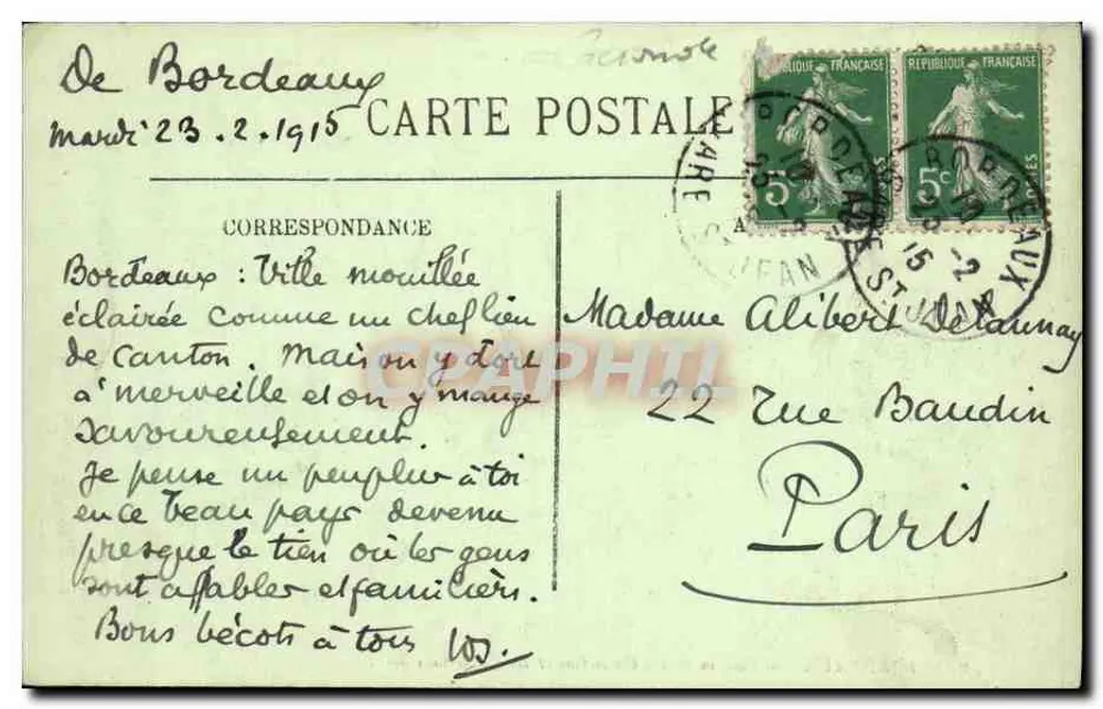 Bordeaux — Denkmal der Girondinen und die Quinconces — LL. n° 205 - Rückseite