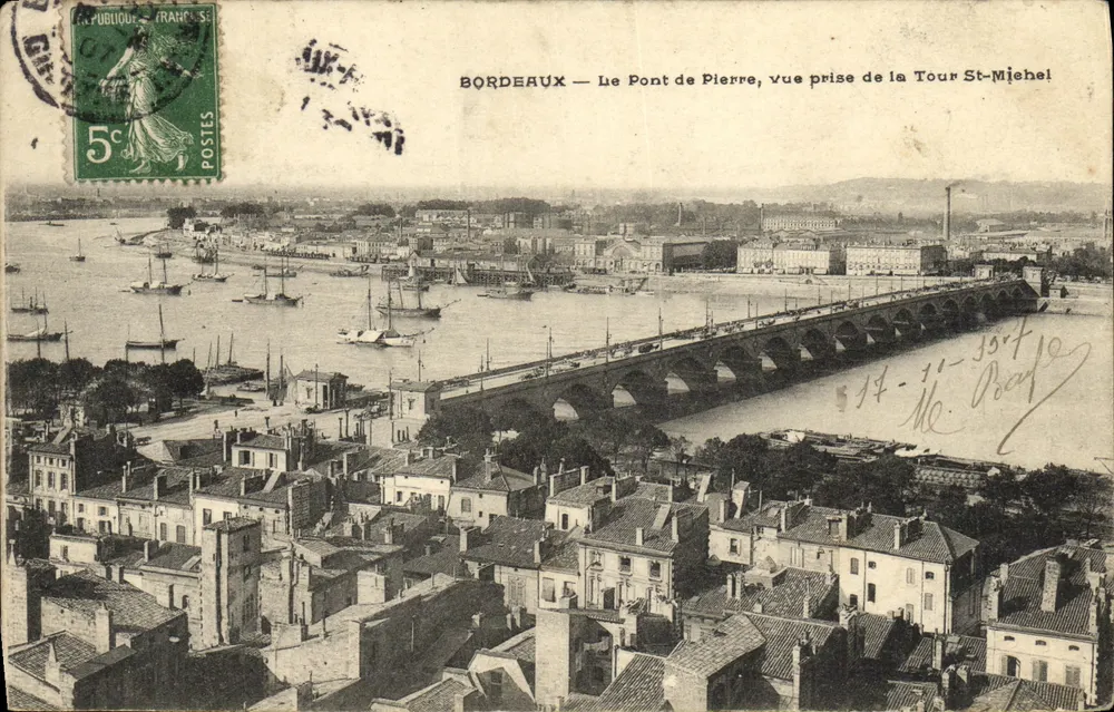 Bordeaux — Der Steinerne Brücke, Ansicht vom Turm Saint-Michel — Radio-Brem Guilliminor Plaques - Vorderseite