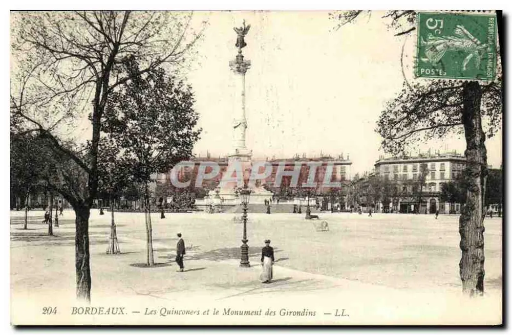 Bordeaux — Les Quinconces und das Denkmal der Girondins — LL. Nr. 204 - Vorderseite