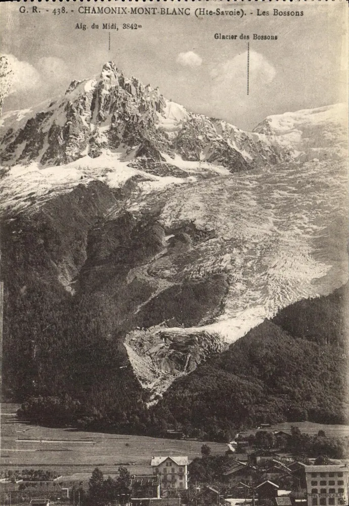 Chamonix-Mont-Blanc (Alto-Savoie) — Les Bossons — Glaciar dos Bossons — Altitude 3842m — G.R. 438 - Frente