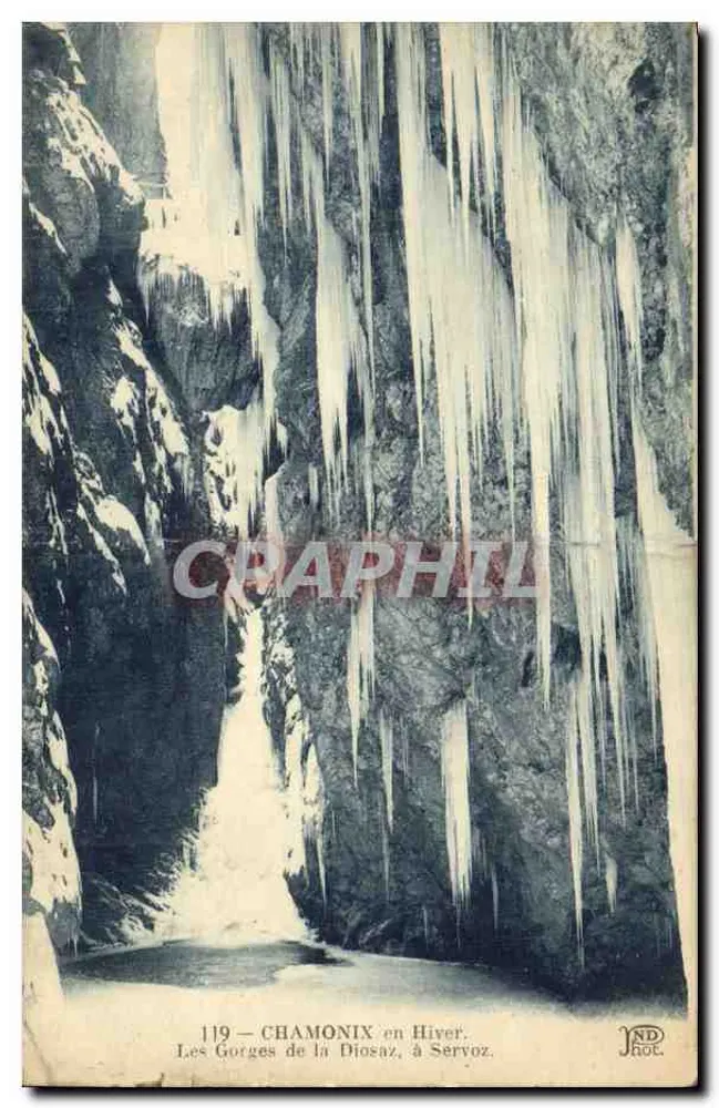 Les Gorges de la Diosaz à Servoz — Chamonix en Hiver — éditeur JAD Hot. n° 119 - Frente