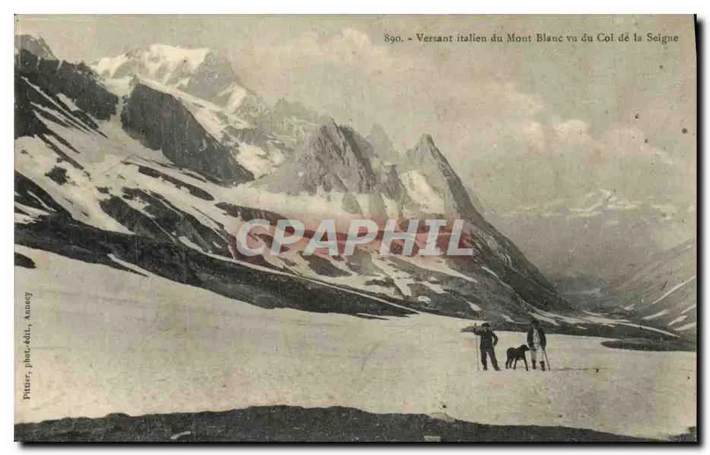 Italienische Seite des Mont Blanc vom Col de la Seigne aus gesehen — Pittner, phot. ed., Annecy, Nr. 890 - Vorderseite