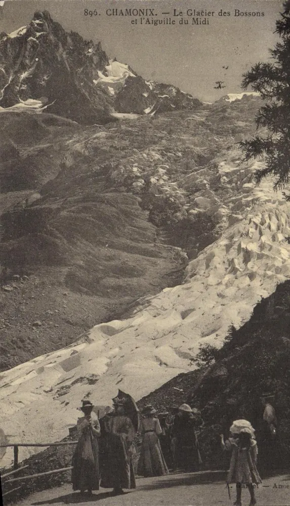 Chamonix — Der Glacier des Bossons und die Aiguille du Midi — A. Hallet — Arme - Vorderseite