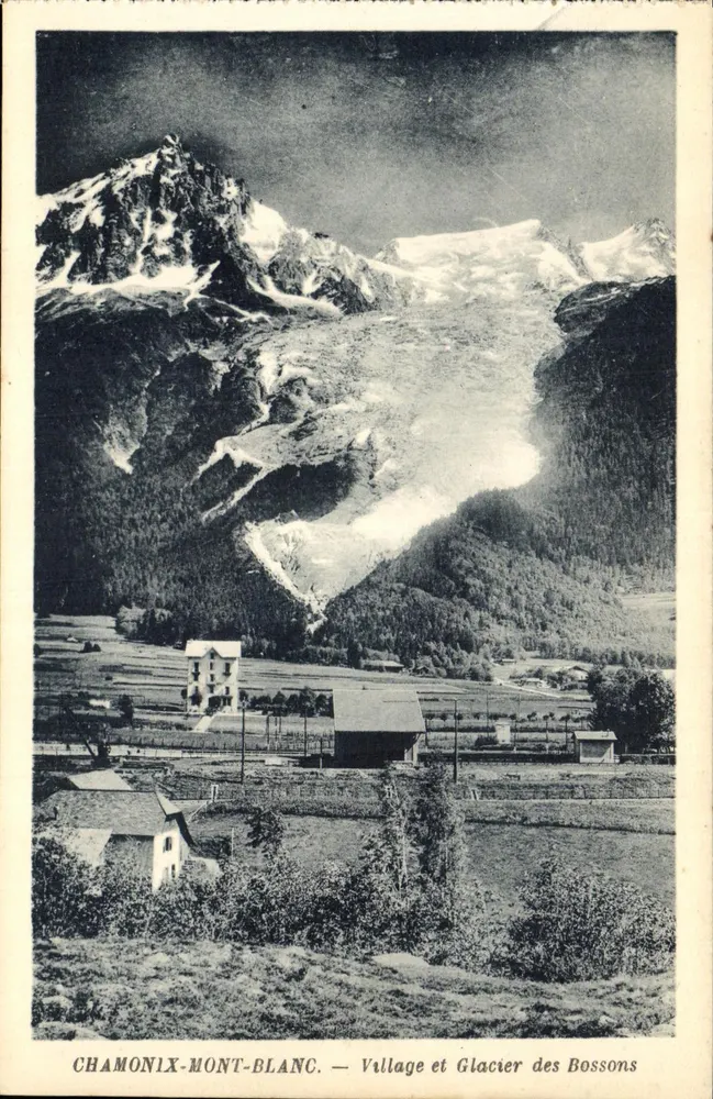 Chamonix-Mont-Blanc — Dorf und Gletscher von Bossons — G. Tairraz, Chamonix-Mont-Blanc - Vorderseite
