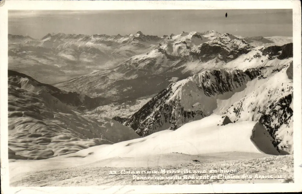 Chamonix - Mont Blanc im Winter - Panorama vom Brevent und der Aravis-Kette - Nr. 33 - Vorderseite
