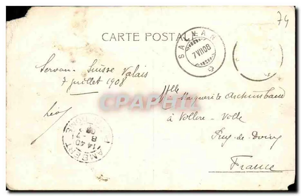 Chamonix — Le Chapeau et les Aiguilles rouges — Julien frères, Phot.-Éditeurs, Genève, n° 6644 - Rückseite