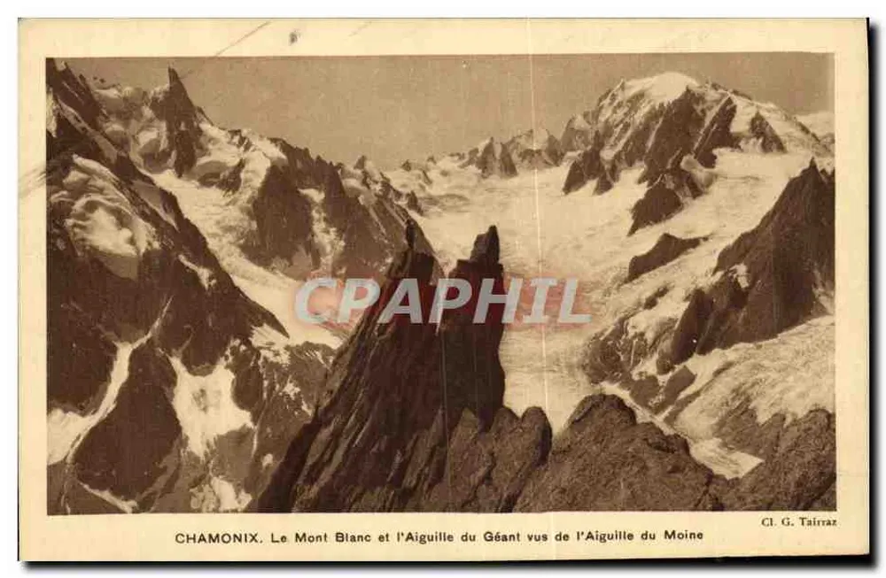 Chamonix. O Mont Blanc e a Aiguille du Géant vistos da Aiguille du Moine — Cl. G. Tairraz - Frente