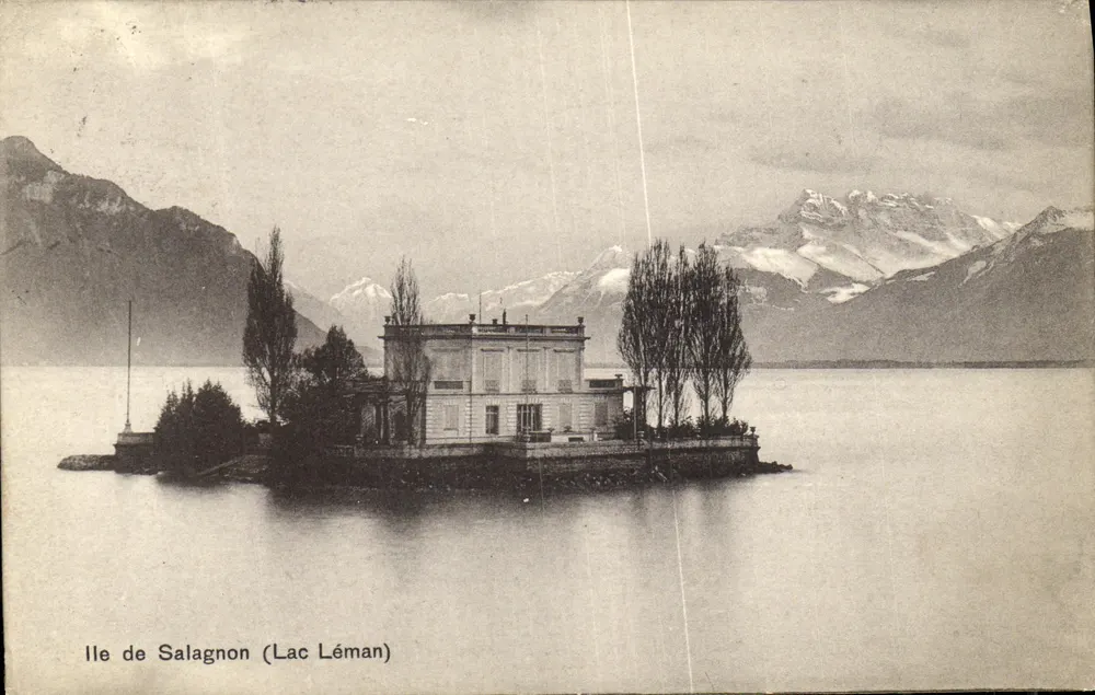 Ilha de Salagnon (Lago Léman) — villa na ilha — editor J. Lesoultre, Châlons - Frente