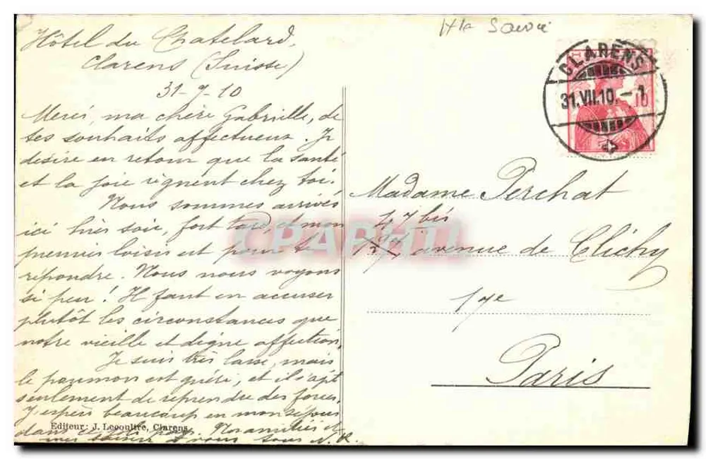 Ilha de Salagnon (Lago Léman) — villa na ilha — editor J. Lesoultre, Châlons - Verso