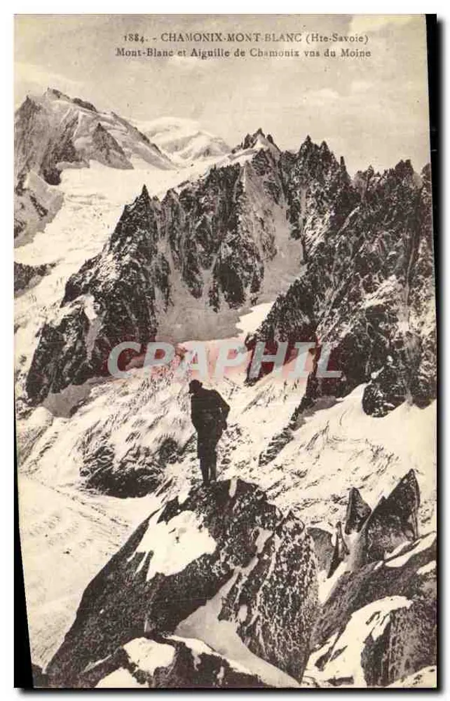 Mont-Blanc e Aiguille de Chamonix vistos do Moine — 1884 — L. Fauraz, editor, Annemasse (Hte-Savoie) - Frente